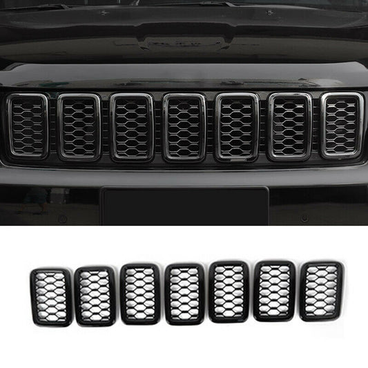for Jeep Grand Cherokee 2017-20 Front bumper Center Mesh Grille Cover Trim Black