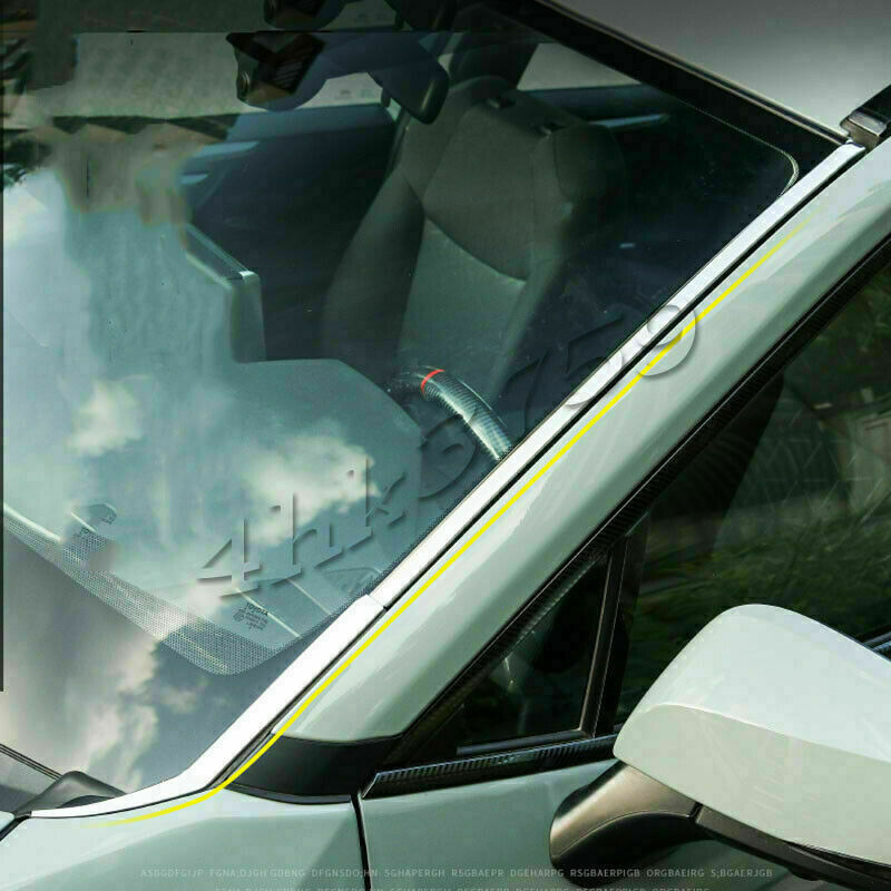 for Toyota RAV4 2019-2023 Chrome Front Windscreen Molding Strips Trim 4p Silver