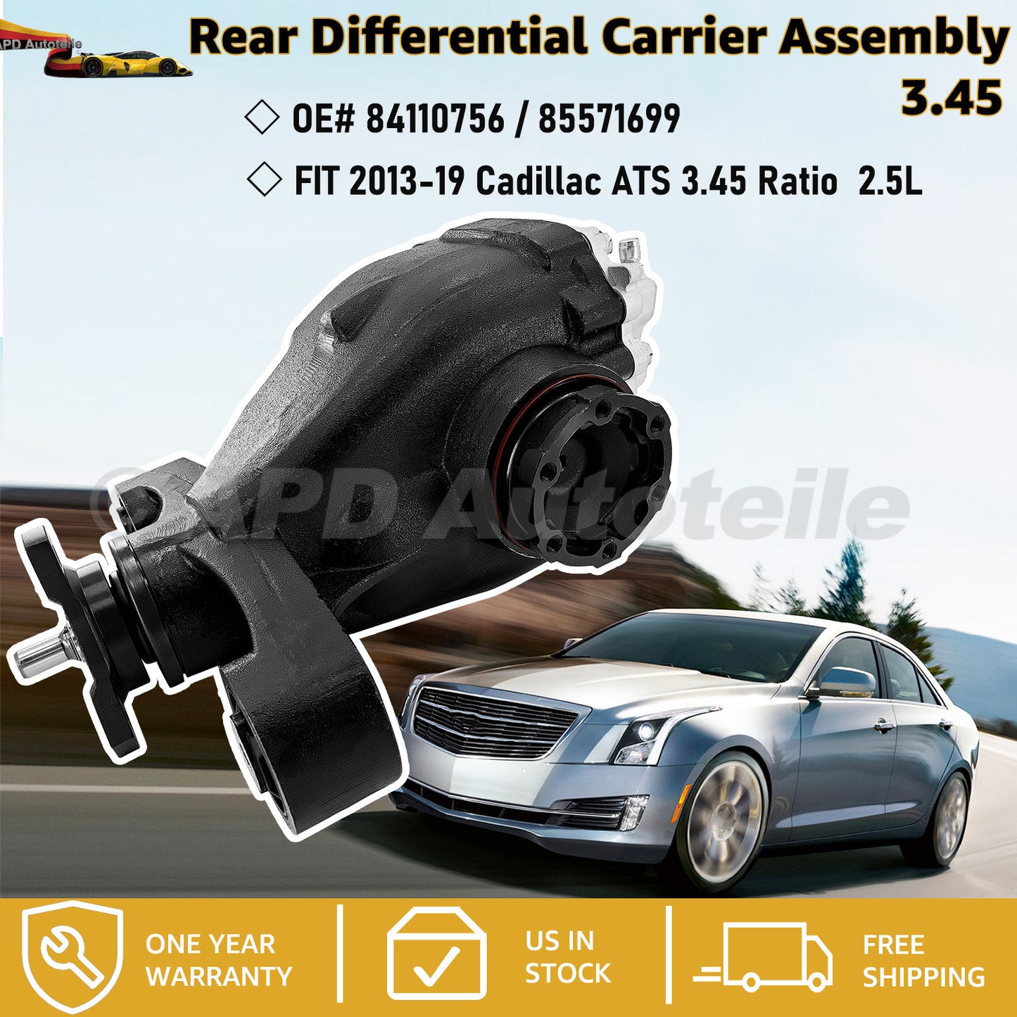 Rear differential bracket Assy 3.45, ratio 85571699, suitable for 2013-16 for Cadillac ATS 2.5L. Q