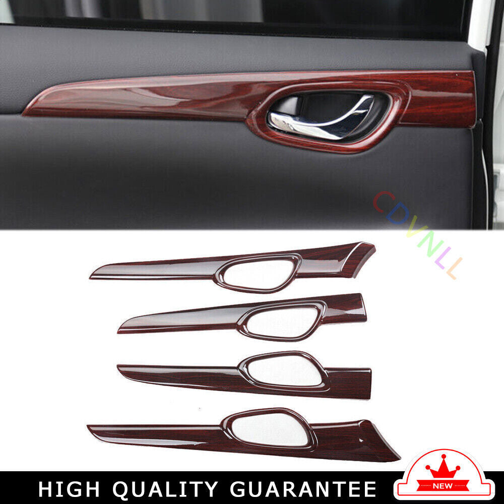 Car Inner Door Panel Cover Trim Strip for Nissan Sentra 2013-2019 Red Wood Grain