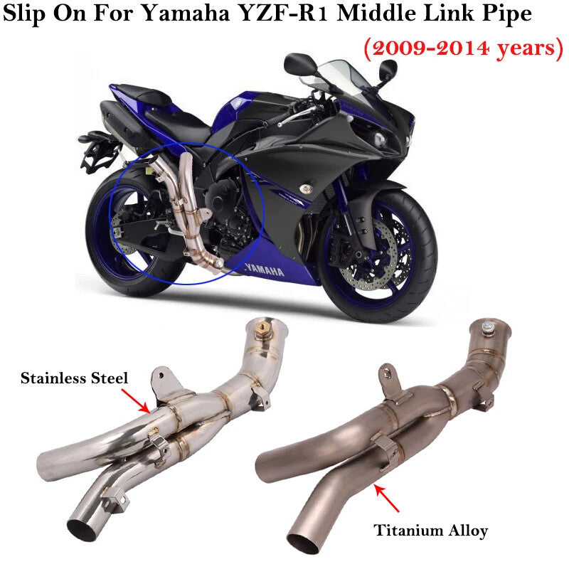 Titanium Alloy Slip On for Yamaha YZF R1 2009-2014 Exhaust Mididle Link Pipe Muffler