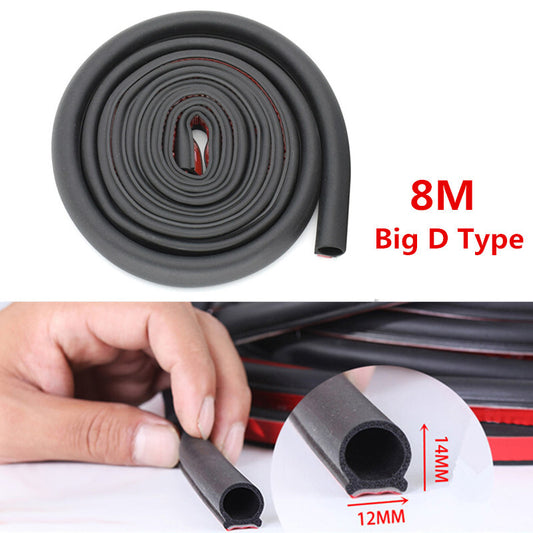 Car 8m Big D Shape Mat Door Window Edge Rubber Weatherstrip Strip Sealing Pad