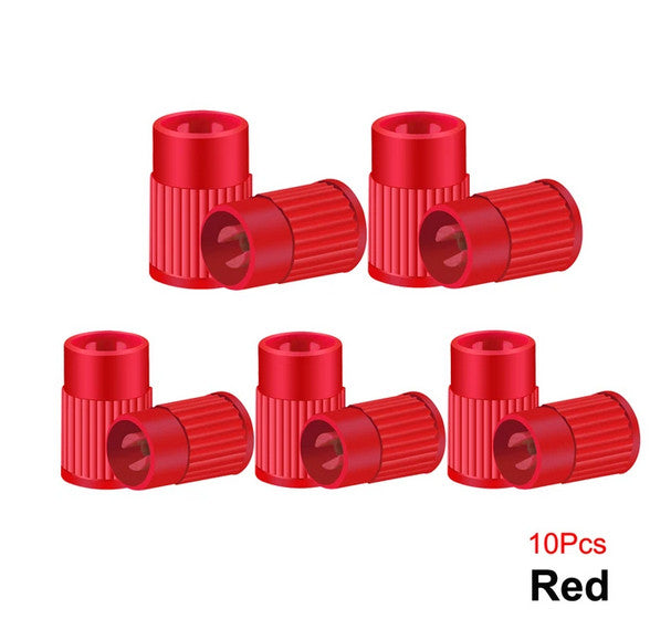 10-piece car tire valve cover rod air dust cover valve core remover, red, for BMW