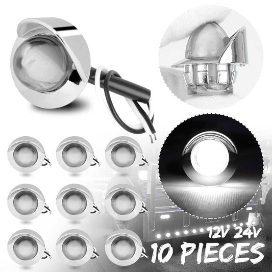 10x LED 3/4 White Round Bullet Side Marker Lights Waterproof Truck RV Pickup