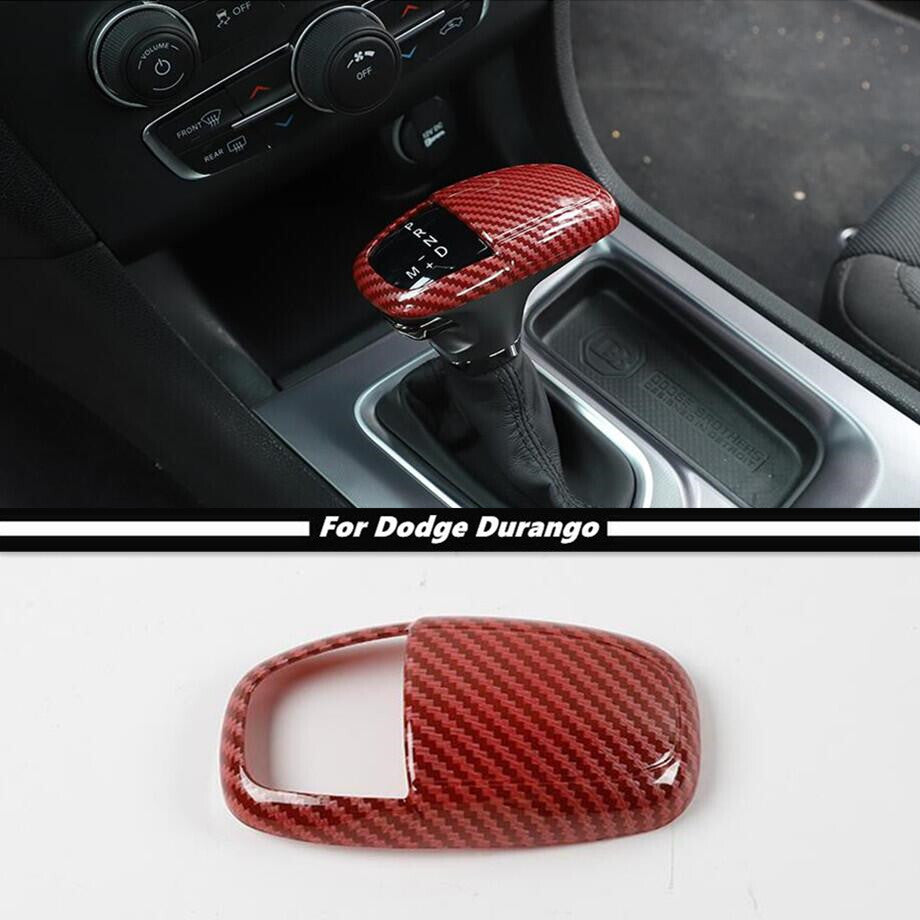 Red Carbon Gear Shift Knob Head Cover Trim Accessories for Dodge Durango 18-2024 v