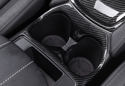 Carbon Fiber Central Console Water Cup Cover Trim Fit for Nissan Rogue 2014-2020