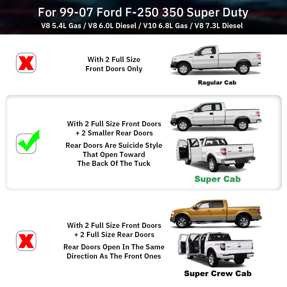 for Ford F250 F350 Super Duty Super Cab Rear Door Latch Locks Passenger Driver