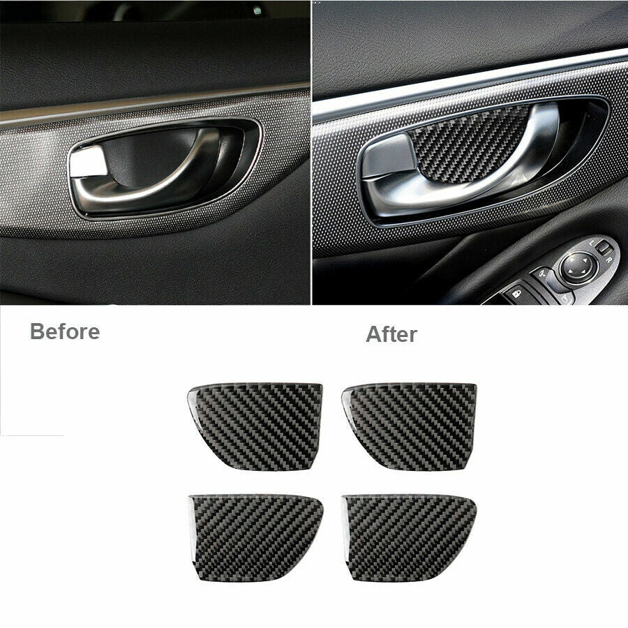 for Infiniti Q50 Q60 2014-2019 Carbon Fiber Inner Door Handle Bowl Cover Trim