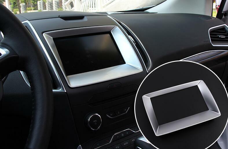 Matte Silver Inner Navigation GPS Screen Cover Trim 1PCS for Ford Edge 2015-2022