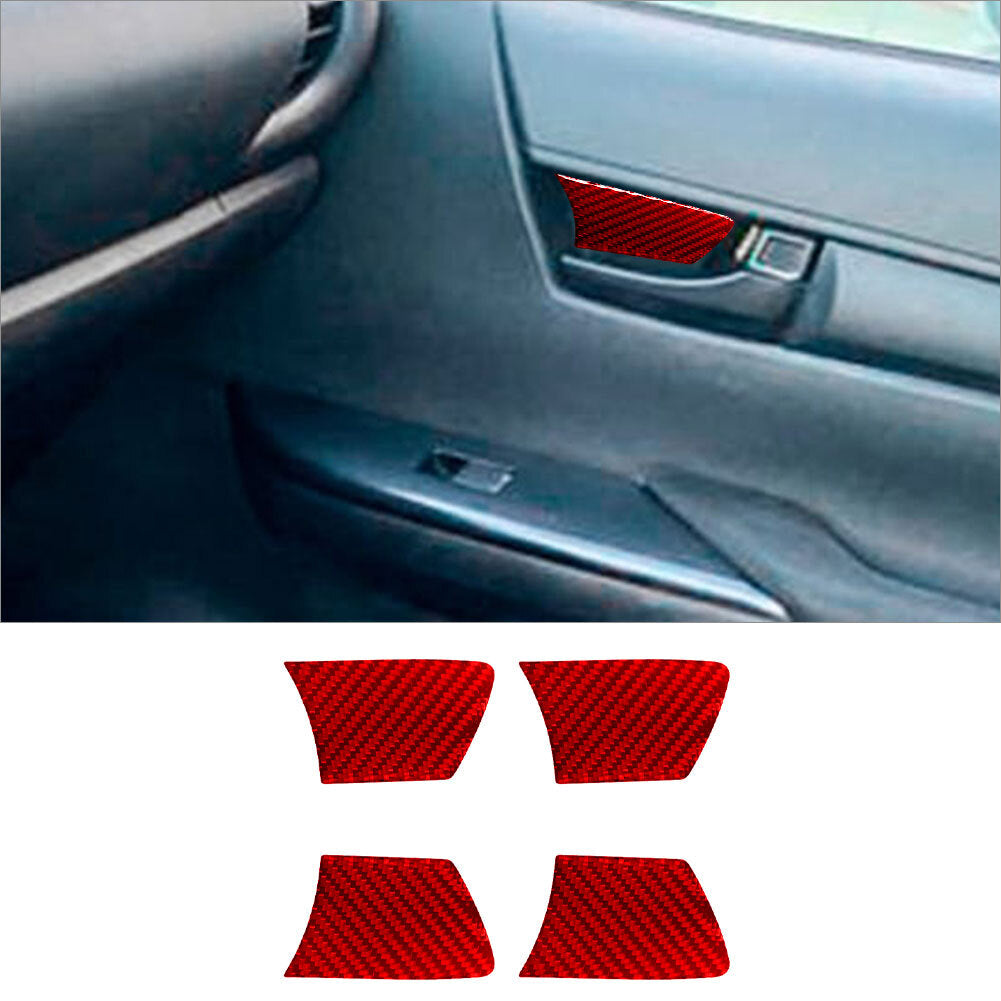 4Pcs Red Carbon Fiber Interior Door Handle Bowl Cover Trim for Toyota Hilux
