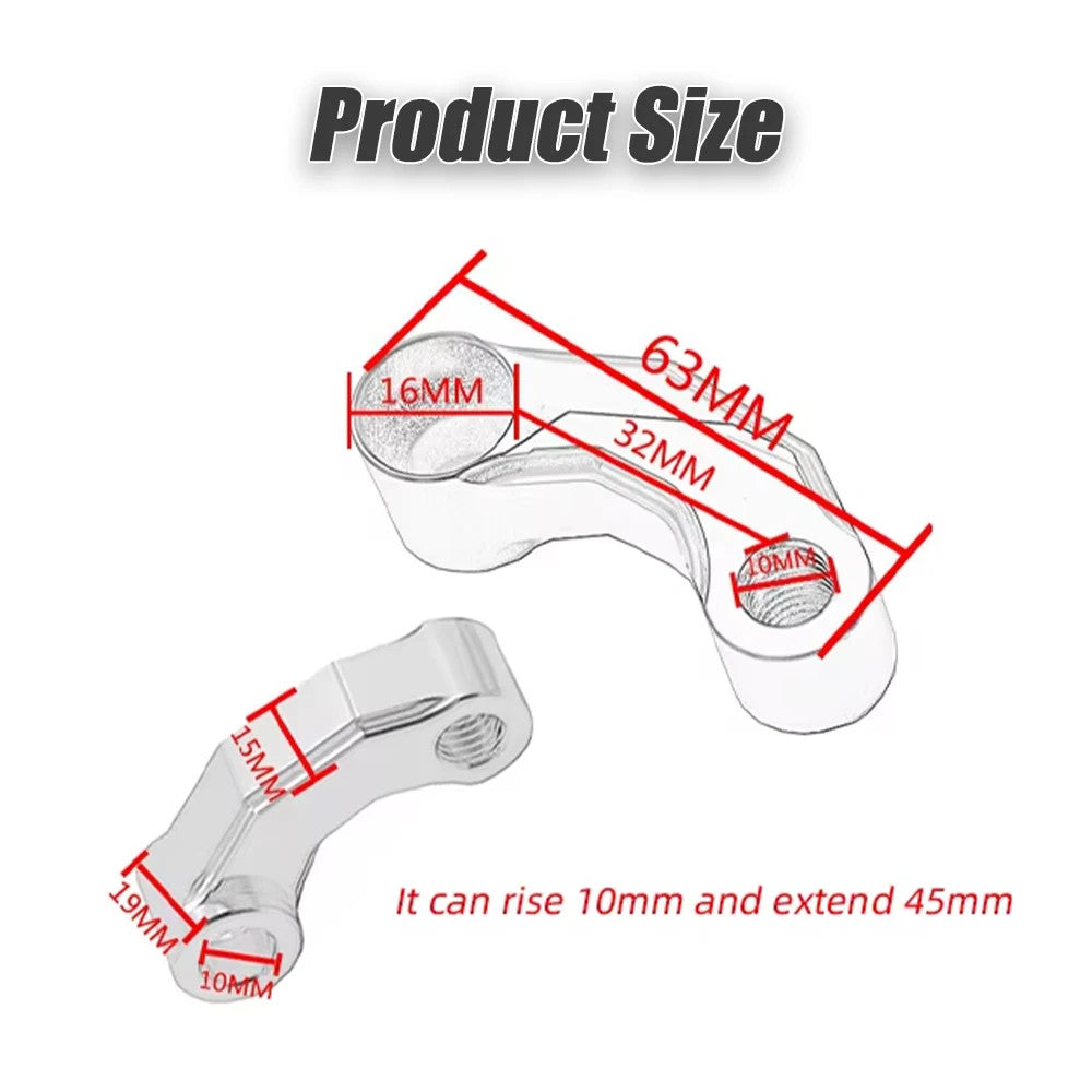 New 10mm Mirror Extender Riser Extension Adapter for BMW R1200GS RZ R1250 GS Adv