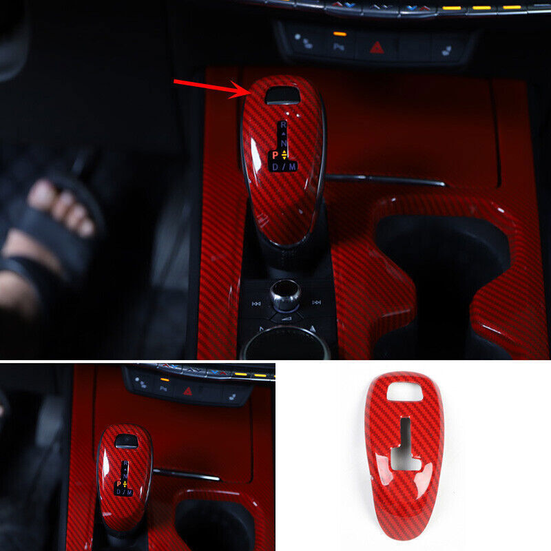 1P Red Carbon Fiber Inner Console Gear Shift Knob Trim for Cadillac XT4 2019-23