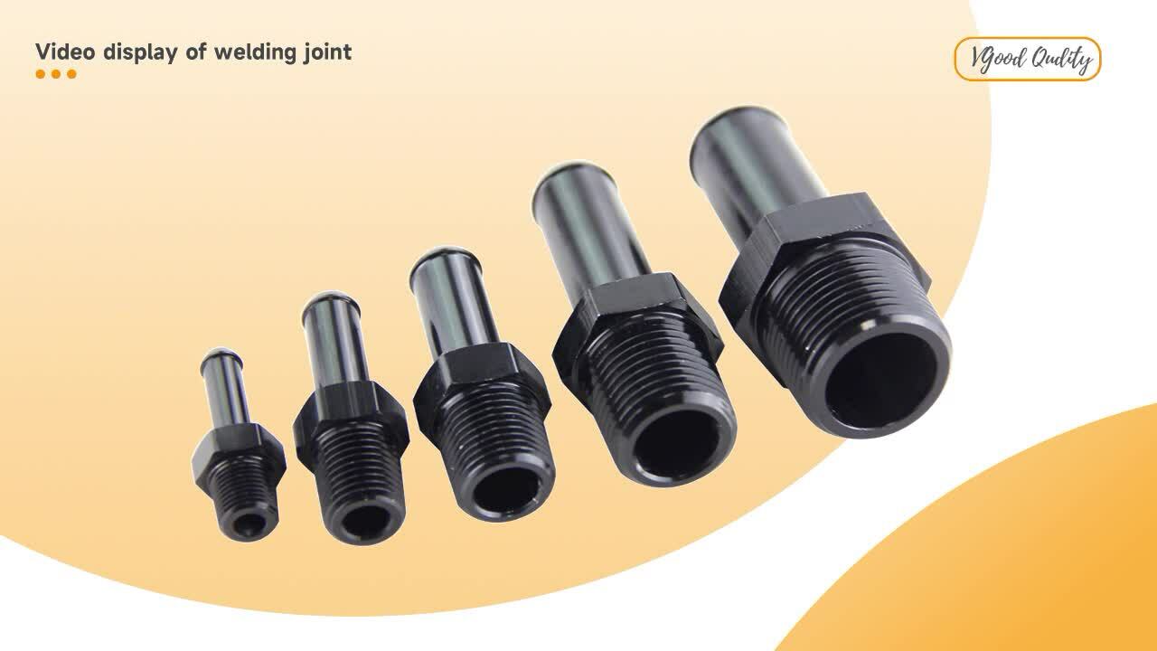 4PCS Aluminum AN10 1/2'' NPT Male to 5/8 Hose Barb Straight Adapter Fitting BK