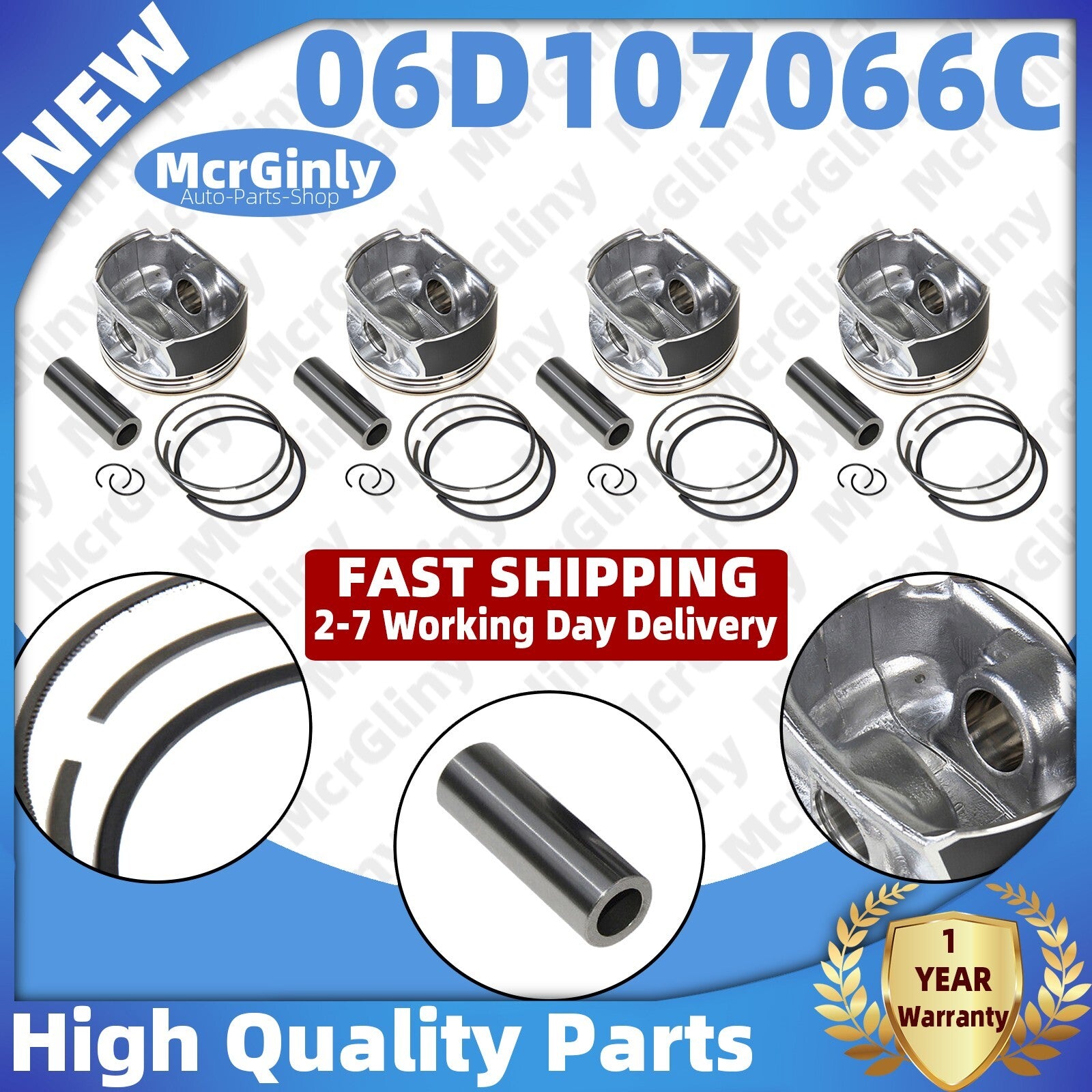 Piston kit Φ82.5 mm 06D107066C 06D107066T for Audi A3 A4 A6 TT and for Jetta Eos 2.0T - n