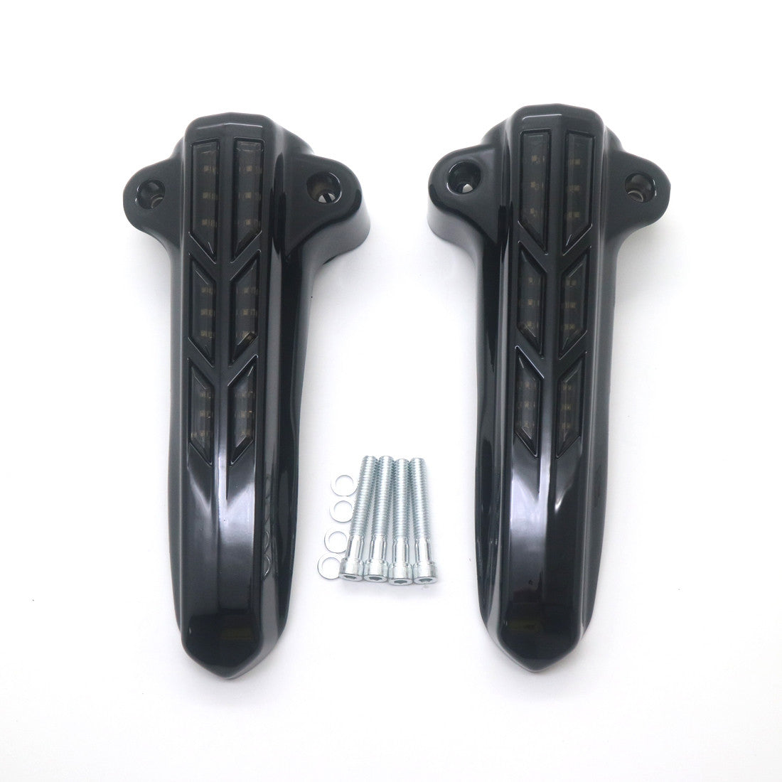 Red LED Light Front Lower Fork Leg Black Covers for Harley FLHR FLHT FLHX 14-17 Q