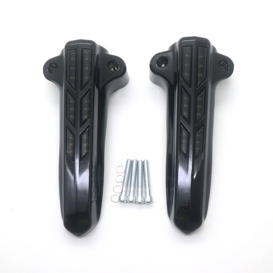 Red LED Light Front Lower Fork Leg Black Covers for Harley FLHR FLHT FLHX 14-17 Q