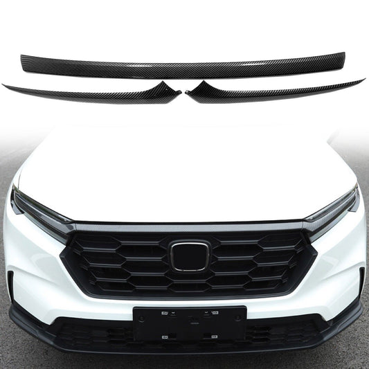 for Honda CR-V CRV 2023-2024 Carbon Fiber Front Hood Grille Strip+Light Eyebrows