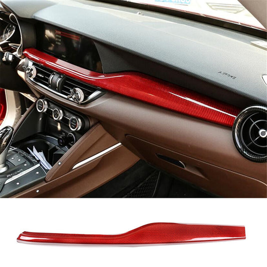Red Carbon Fiber Central Control Dashboard Trim for Alfa Romeo for Stelvio 2017-2020