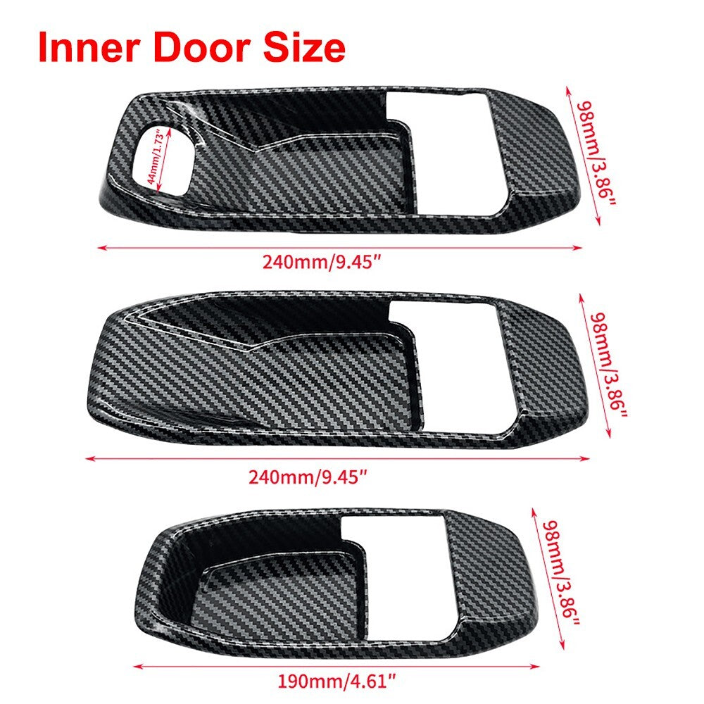 Carbon Fiber Inner/Outer Door Handle Bowl Trim for Jeep for Wrangler JL 4-Door 18-23