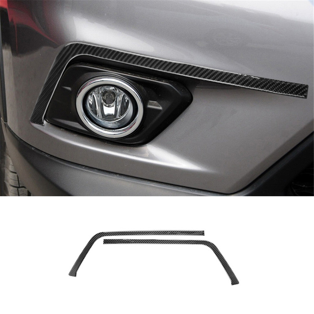2X Carbon Fiber Front Fog Lamp Eyebrows Cover Trim for Nissan Rogue 2014-2016