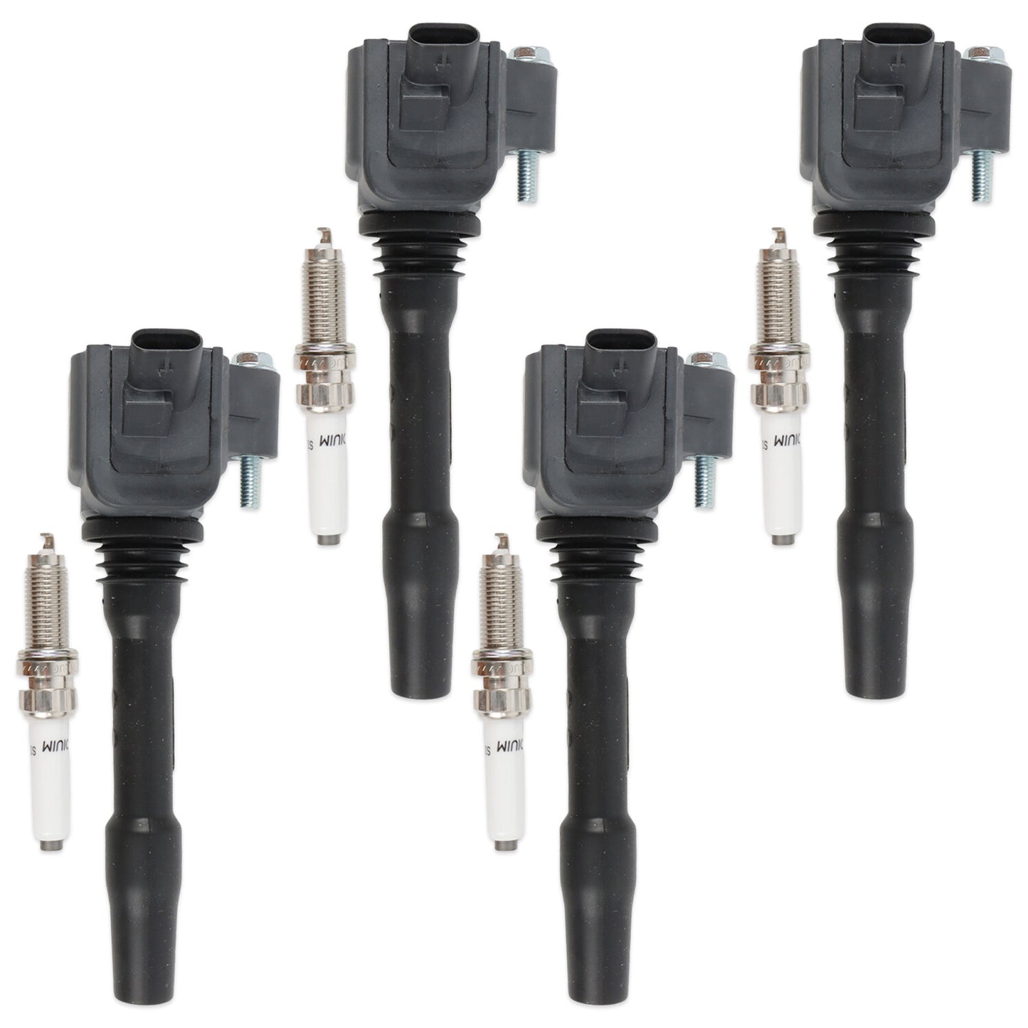 Set of 4 Ignition Coil  4 Spark Plug for BMW 230i 330e 430i 530e 740e UF750