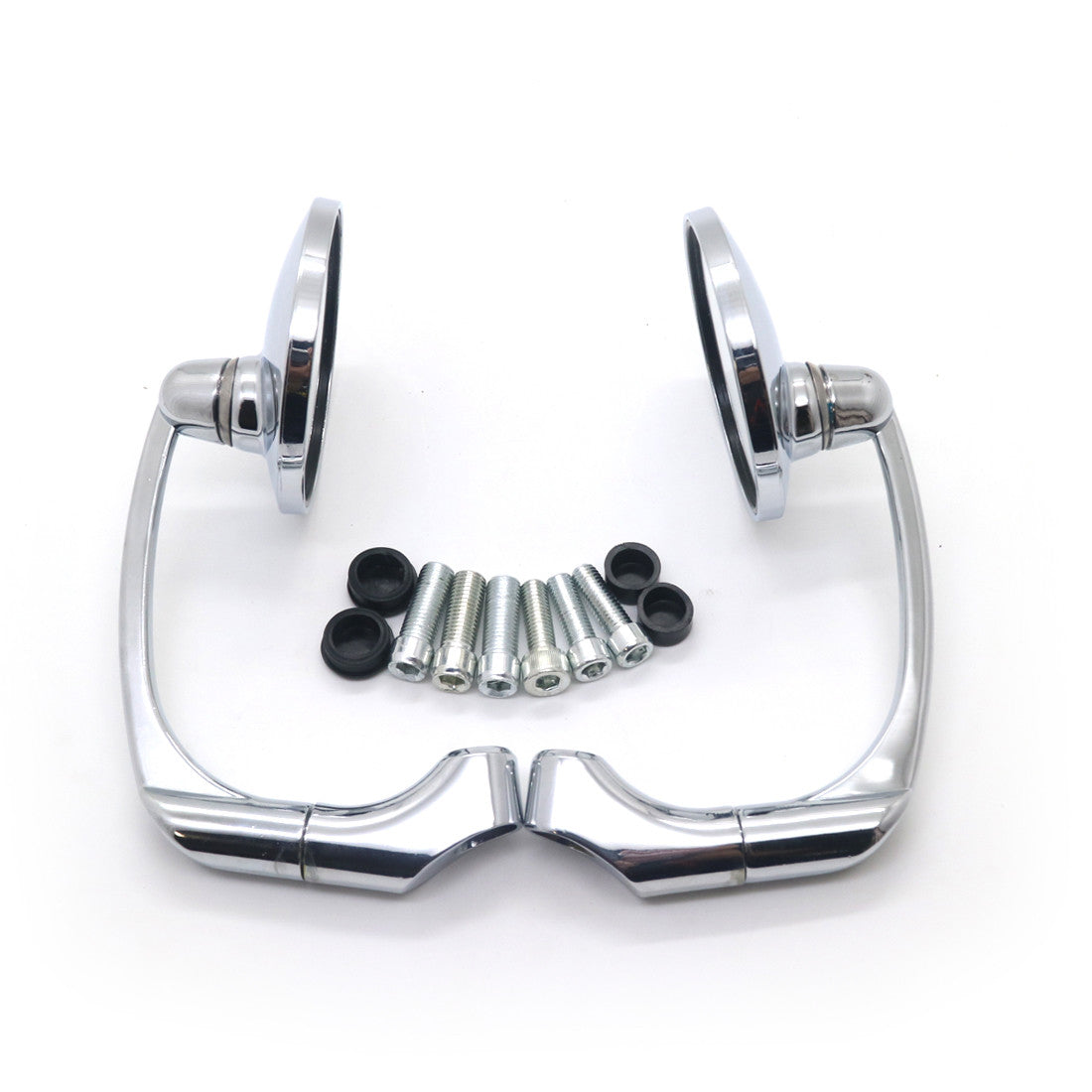 Motorcycle Chrome Retro L-bar Round Rearview Side Mirror GN125 Cafe Racer Custom Q