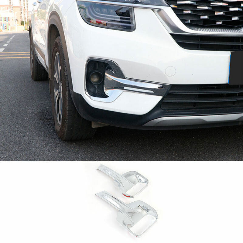 for Kia Seltos 2020-2022 2023 Chrome ABS Front Bumper Fog Light Lamp Cover Trims