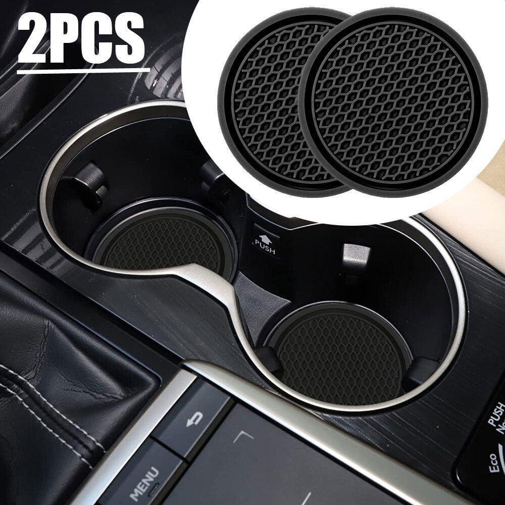 2Pcs Universal Auto Car Cup Holder Anti-Slip Insert Coasters Accessories Black