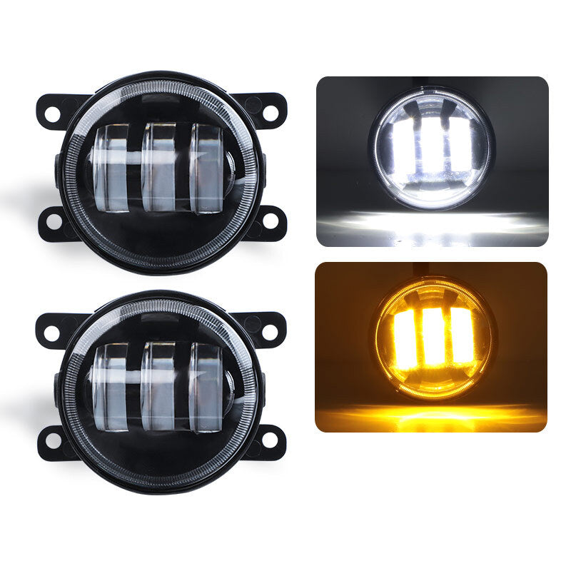 2X LED Fog Lights Bumper White Yellow Driving Lamp for Jeep for Wrangler JK 2 Door