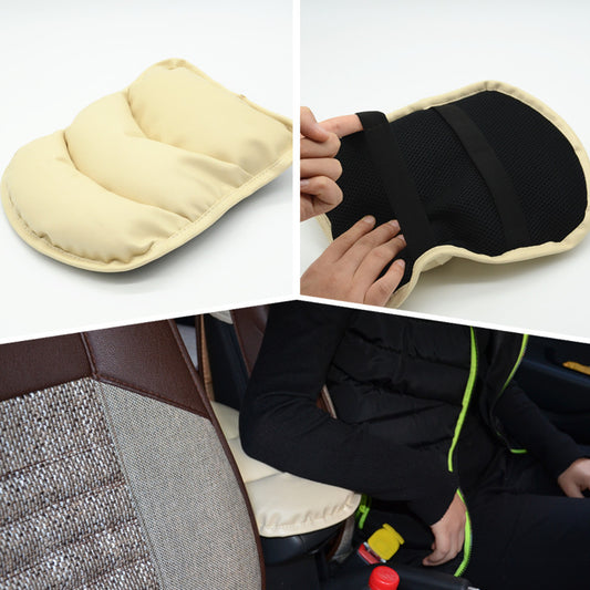 Beige PU Leather Car Center Armrest Console Soft Pad Cover Cushion Durable Mat