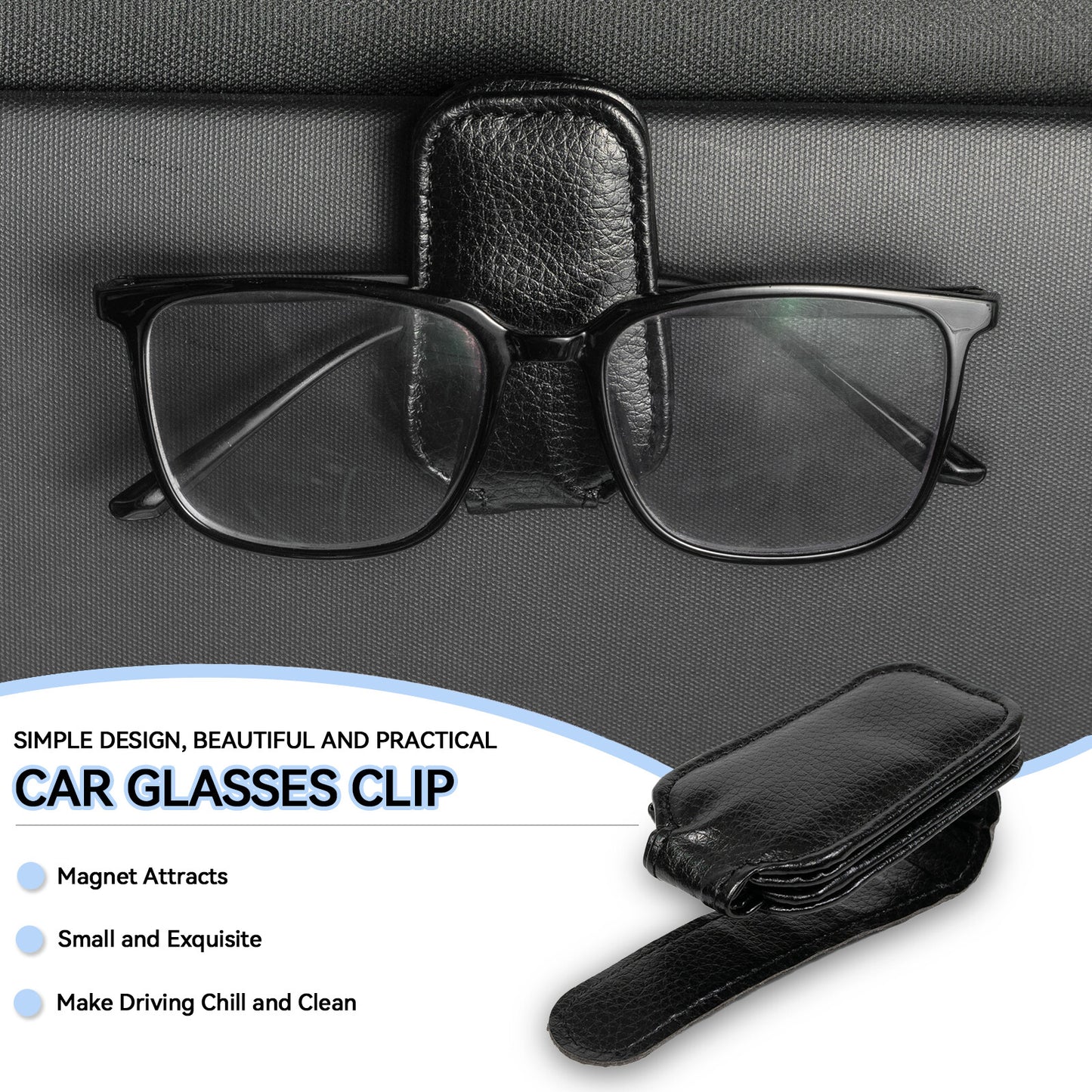 1x Universal Car Glasses Holder Magnetic Vehicle Sun Visor Clip Glasses Holder