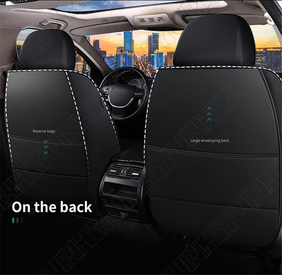 Luxury Wear Resistant Leather Car Cushion for Seat Cover Black+Green Full Surrounded