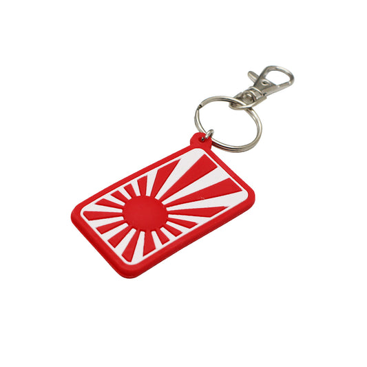 JDM style soft rubber rising sun pattern WAKABA Japanese flag keychain Q