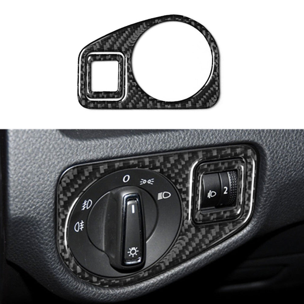 Carbon Fiber Inner Front Headlight Switch Cover Trim for VW for Golf MK7 2013-2019