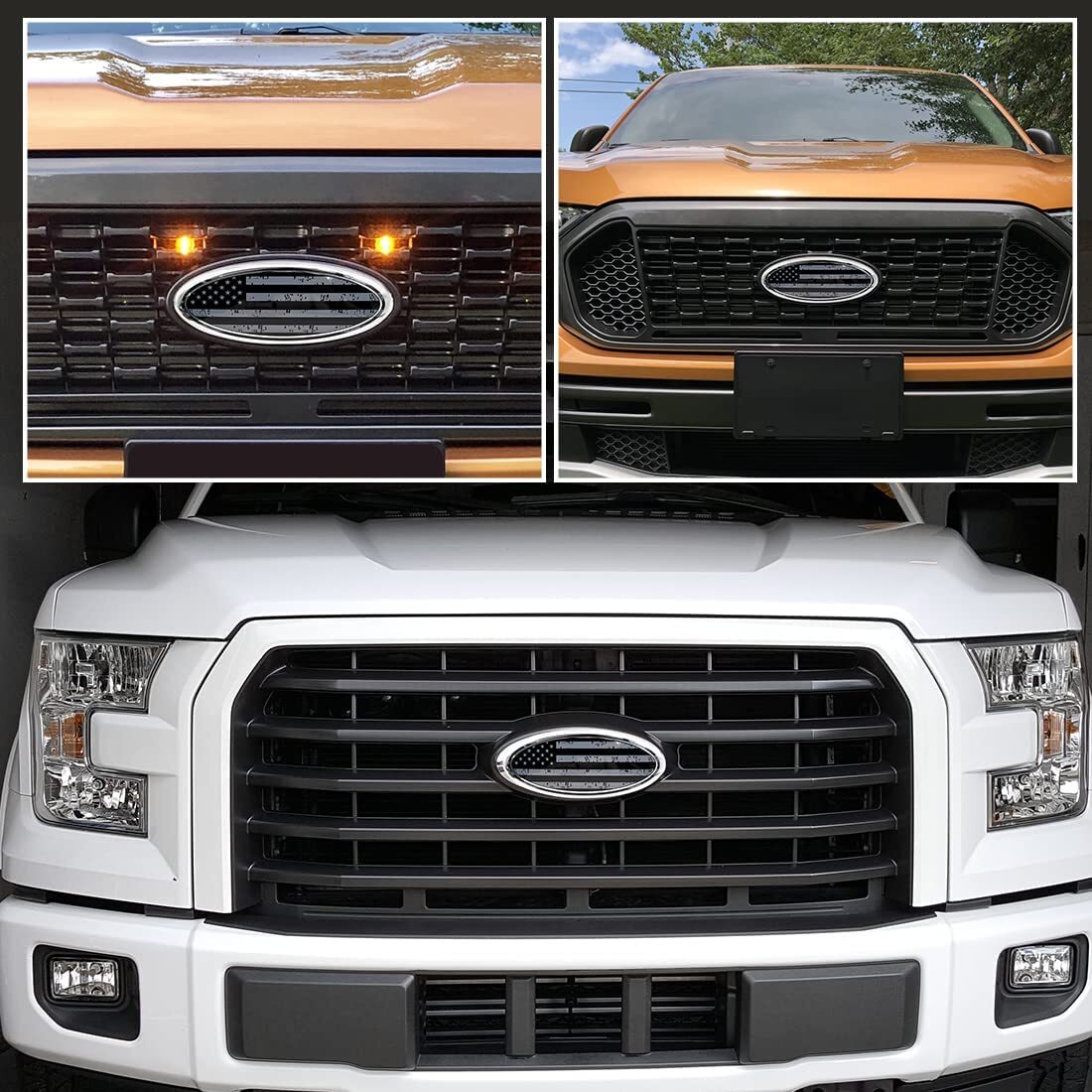7 Inch  for ford  F150 Ranger FRONT Rear GRILLE Emblem TAILGATE US Flag Oval Badge