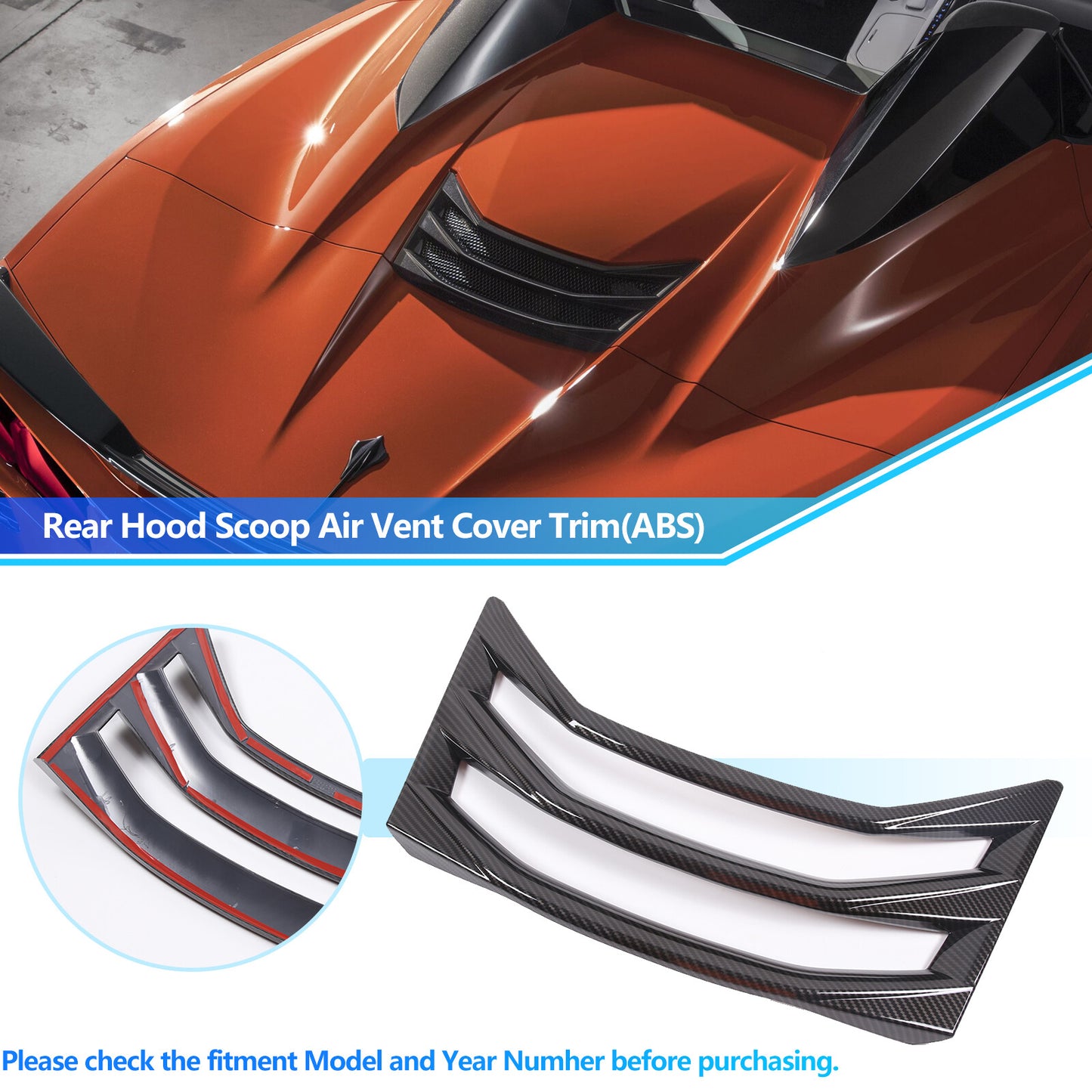 Convertible 20+ Carbon ABS Rear Spoon Vent Cover for Corvette C8 - n