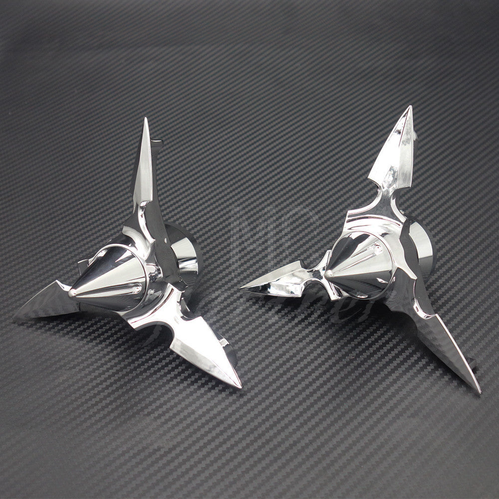 Chrome Spun Blade Spinning Front Axle Cap Nut Cover for Harley Dyna Touring XG Q