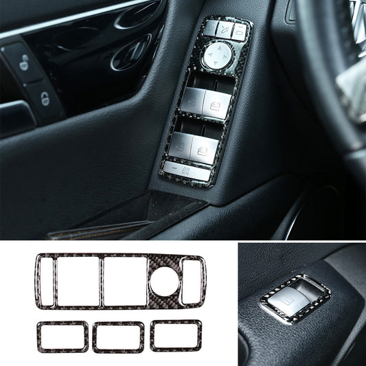 Carbon Fiber Window Lift SwitcH Button Panel Cover for Benz C Class W204 2007-13