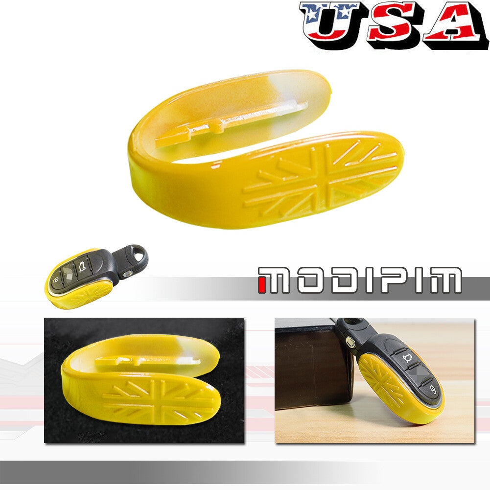 Union Jack Design Yellow for Smart Keychain Case Holder for MINI Cooper 2014-19 Q