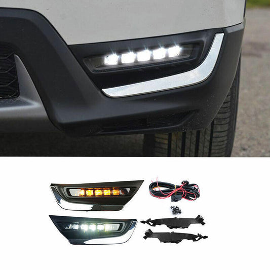 17-19 for Honda CRV CR-V Led DRL Driving Fog Light Lamp 2-Color Turn Signal B n
