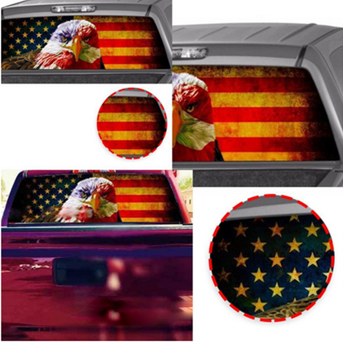 American Flag Rear Window Graphic Decal Tint Print Sticker For Truck SUV