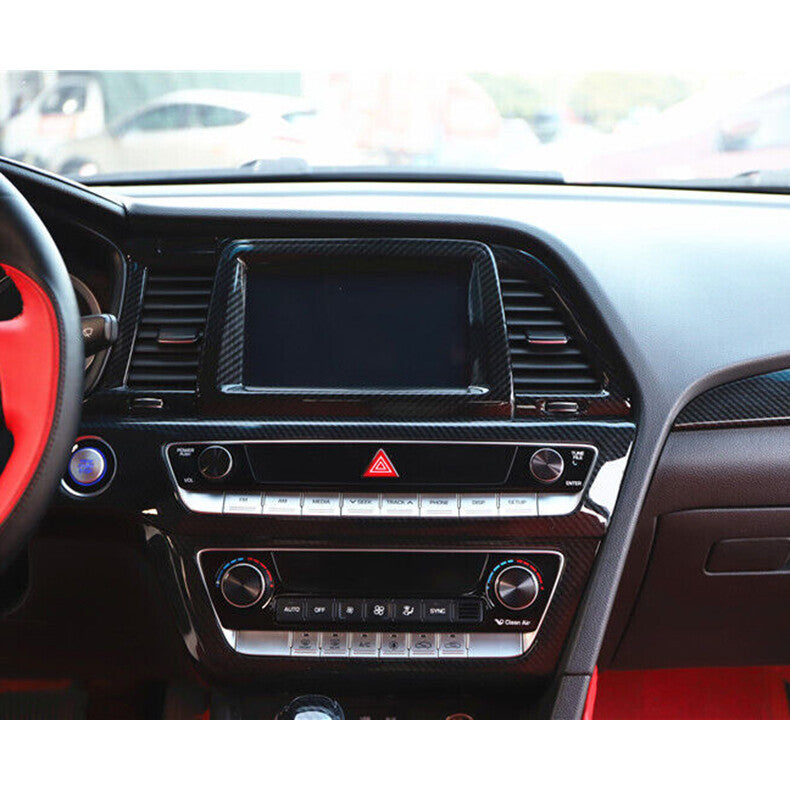for Hyundai Sonata 2015-17 Carbon Fiber Central Console AC CD Switch Panel Cover