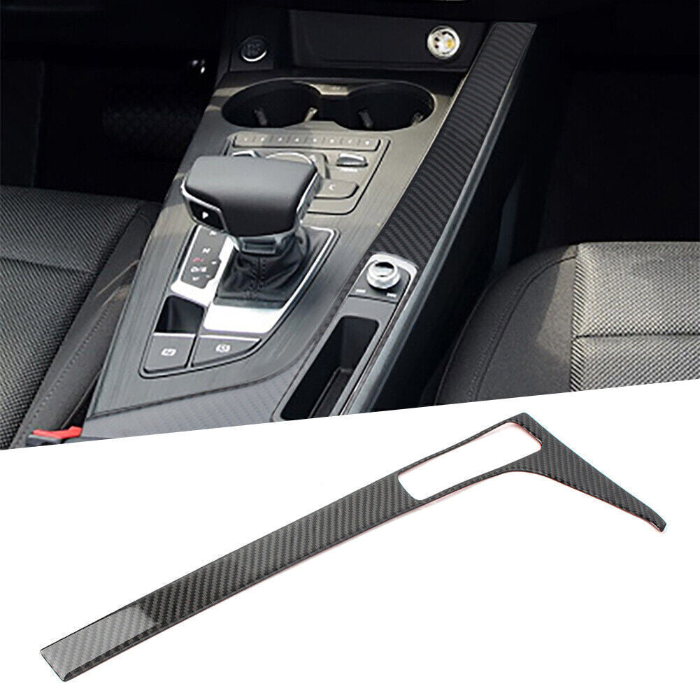 Console Gear Shift Box Trim Cover LHD Fit for Audi A4 B9 A5 S5 2017-20 Carbon Fiber