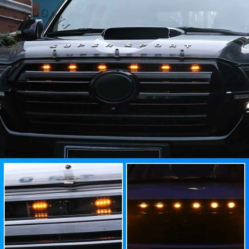LED Style Front Bumper Grille Light Bars Decor for Land Cruiser 2016-2021