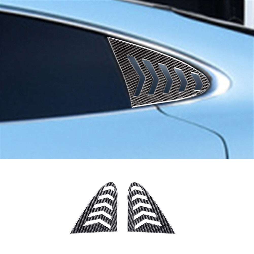 2pcs Carbon Fiber Rear Triangle Glass Cover Trim for Porsche Taycan 2019-2022