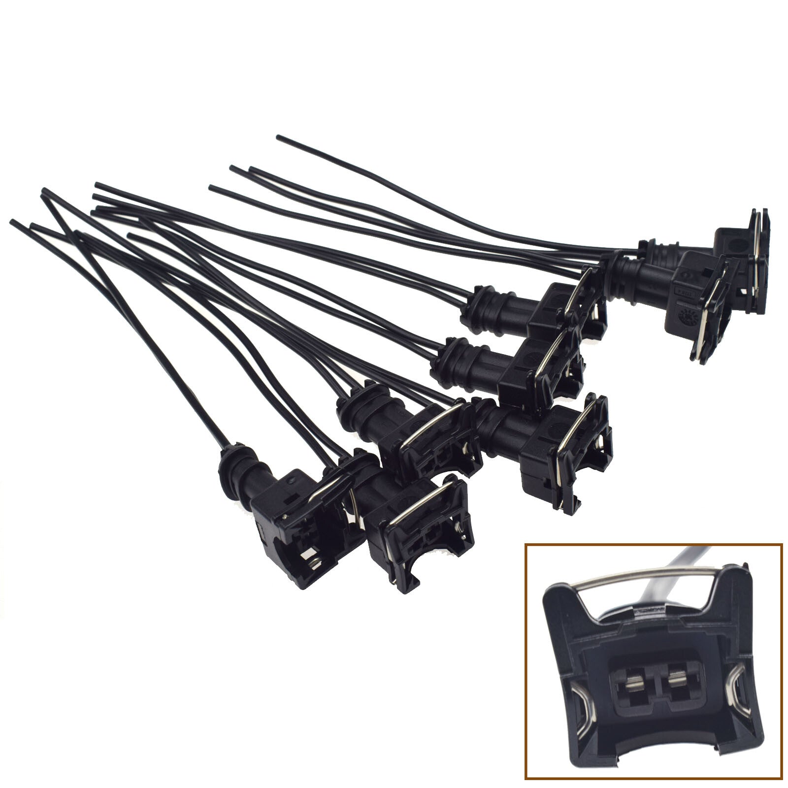 8-piece set of EV1 dual-direction fuel injector female connector plug clip wiring harness tail wire - n