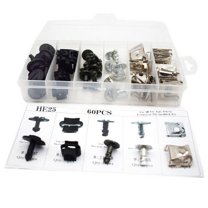 US Stock 60x Automotive Engine Protector Disc Hardware Kit Pin Clip Nut Universal Trim - n