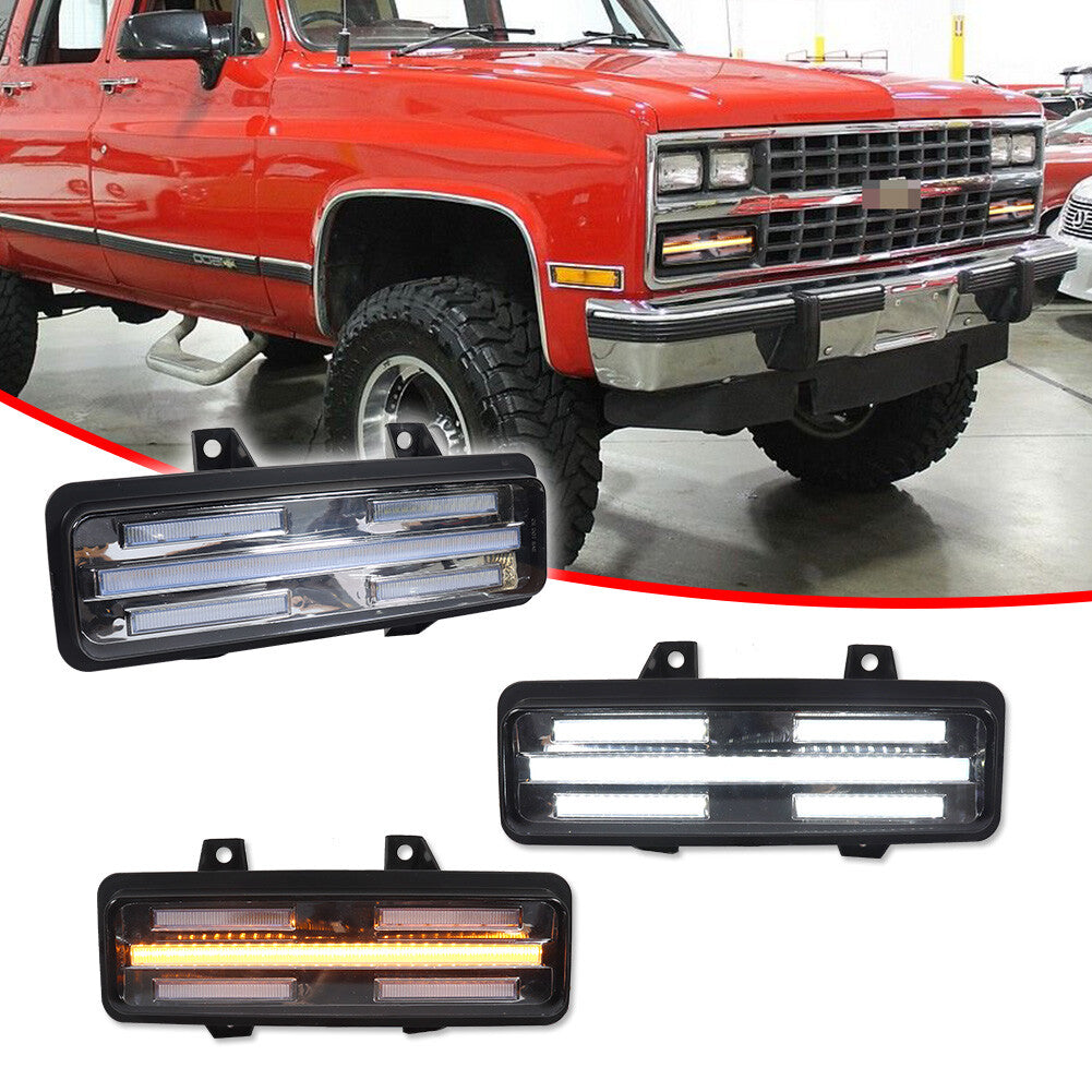 Suitable for GMC Van Jimmy pickup transparent SWITCHBACK LED front DRL signal light- v