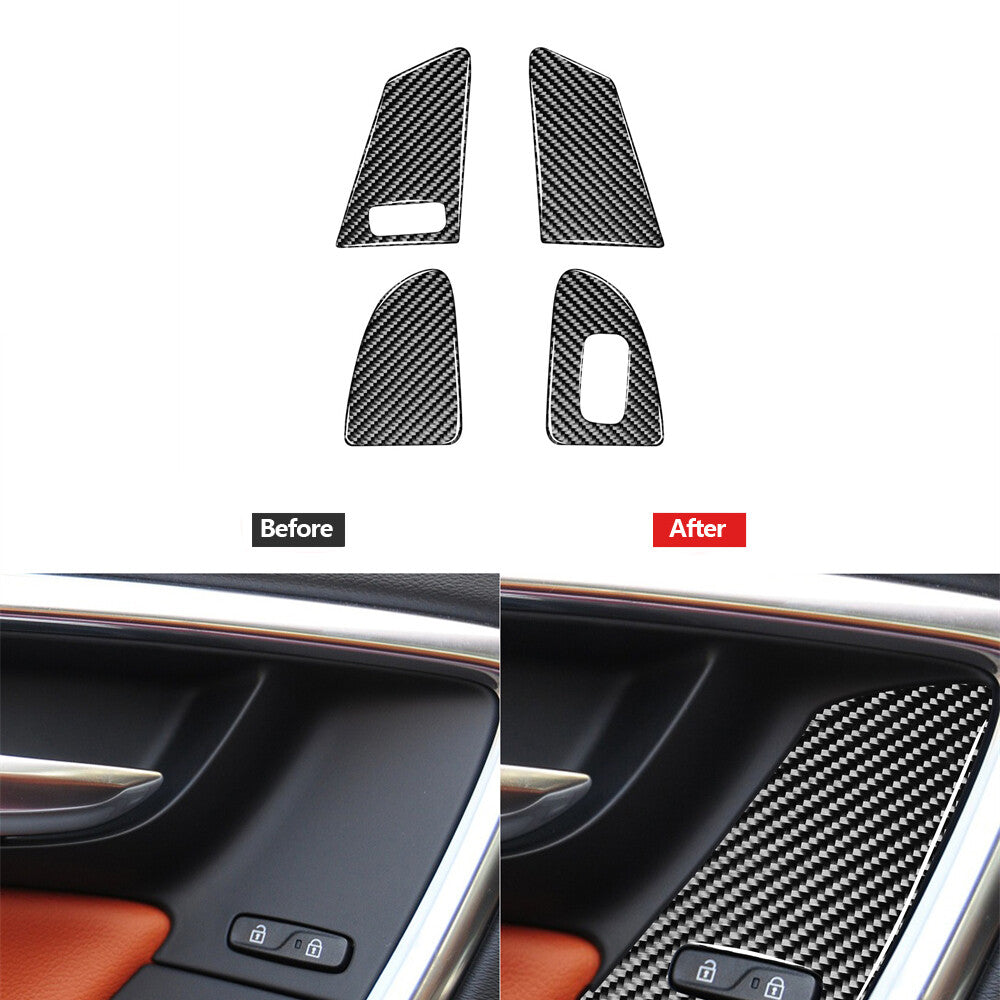 3X Front Door Handle Trim Cover Carbon Fiber for CADILLAC CTS SPORT 2008-UP Red v