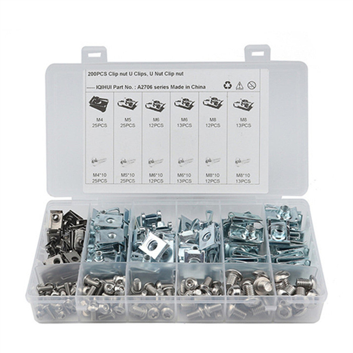 Motorcycle Fairing Bodywork Panel Fasteners U Clips Nuts M4 M5 M6 M8 200Pcs/Box Q